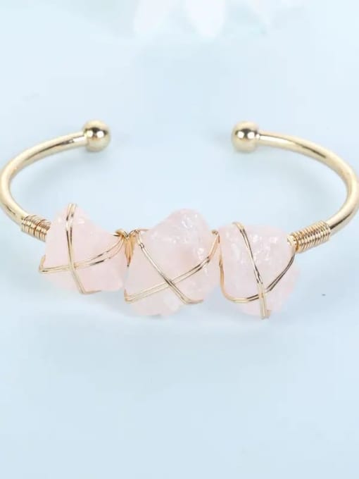 Powder crystal Stainless steel Natural Stone Irregular Minimalist Cuff Bangle