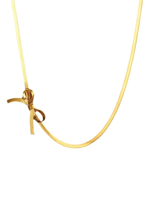 LM Titanium Steel Bowknot Classic Choker Necklace