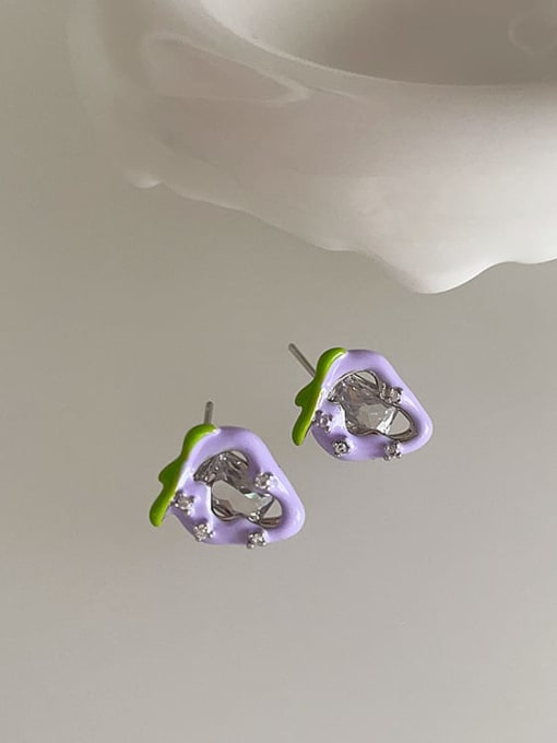 Strawberry earrings Alloy Enamel Flower Dainty Stud Earring