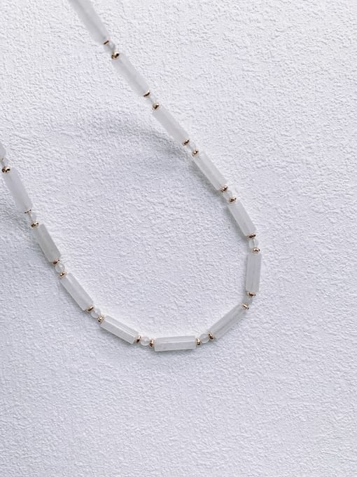 white N-STMT-0009 Natural Round Shell Beads Chain Handmade Beaded Necklace