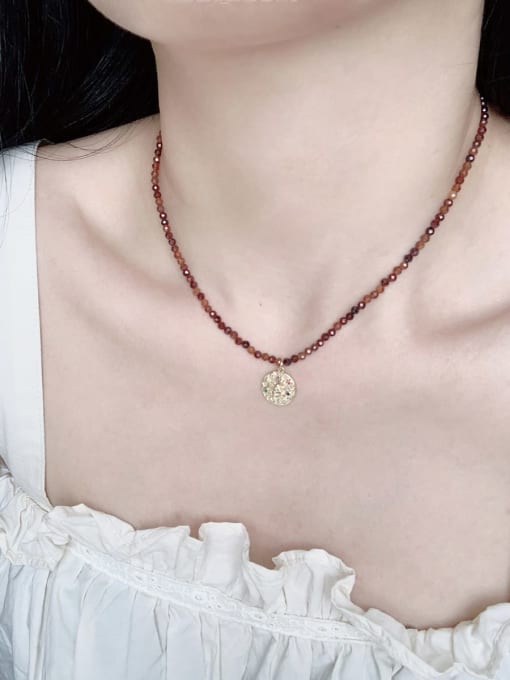 Scarlet White N-DIY-0032 Natural Gemstone Crystal Beads Chain Geometry Pendant Handmade Beaded Necklace 2