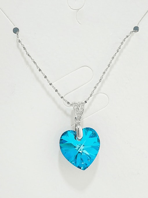 platinum 925 Sterling Silver Synthetic Crystal Heart Dainty Necklace