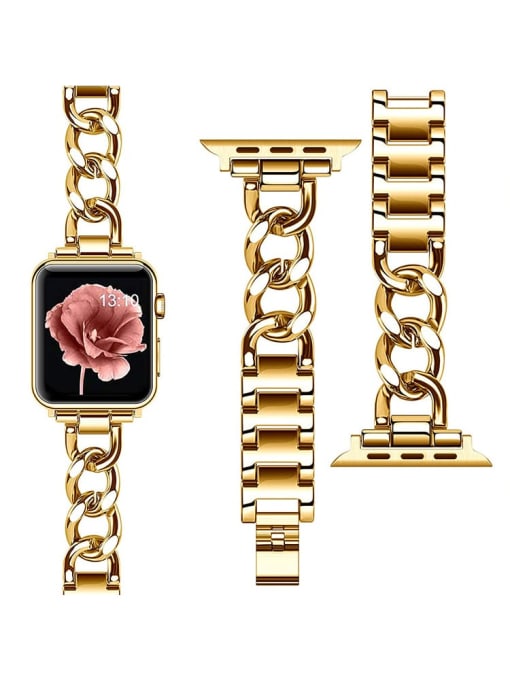 Gold color Steel Metal Wristwatch Band For Apple Watch Series 7 6 5 4 3 2