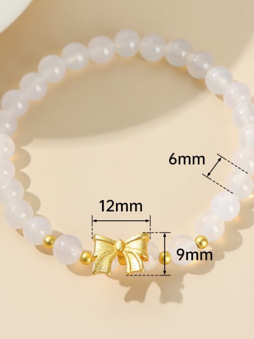 Natural White Agate Bow Bracelet Alloy Carnelian Bowknot Cute Beaded Bracelet