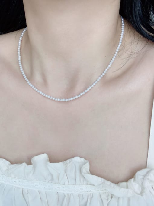 Scarlet White N-PE-0001 Imitation Pearl Round Minimalist Handmade Beaded Necklace 1