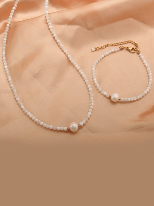 Necklace and Bracelet Stainless steel Imitation Pearl Necklace