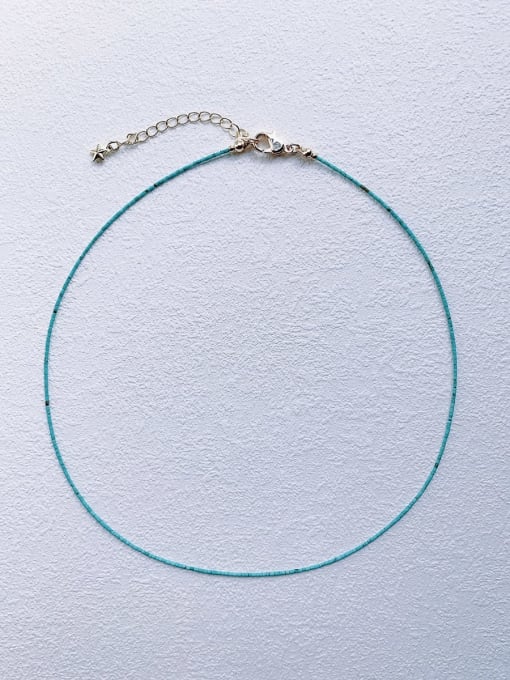 blue N-ST-0014 Natural Stone Irregular Bohemia Handmade  Beaded Necklace