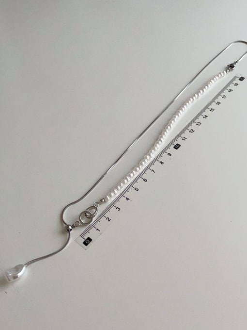LM Alloy Imitation Pearl Tassel Dainty Lariat Necklace 2