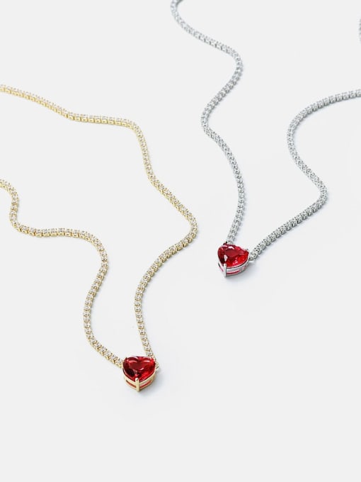 XYZ Brass Cubic Zirconia Heart Dainty Necklace 0