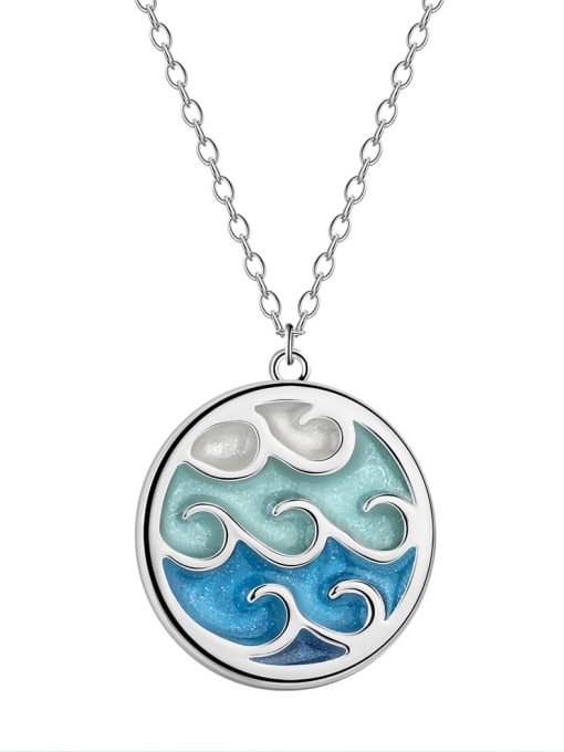 Steel Color Stainless steel Sea Wave water  Necklace
