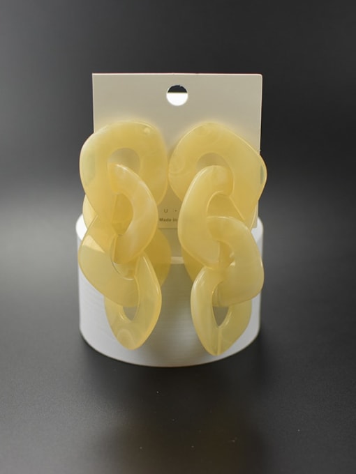 Single crystal yellow color Zinc Alloy Acrylic Geometric Minimalist Drop Earring