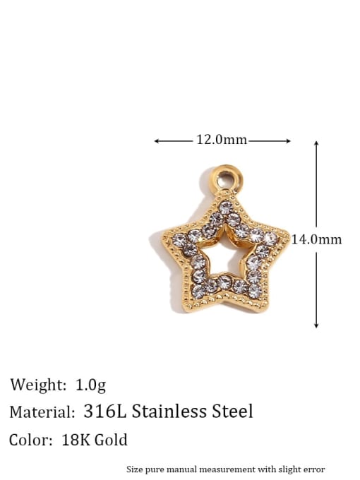 five pointed star  pendant  gold  white Stainless steel 18K Gold Plated Cubic Zirconia Geometric Charm