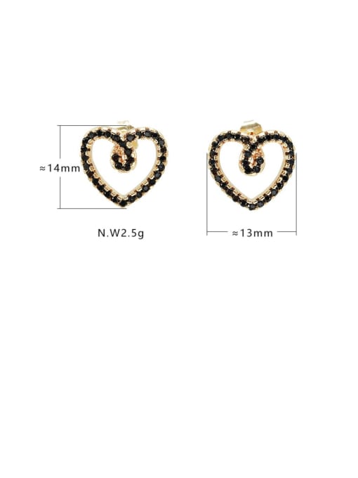 XYZ Brass Cubic Zirconia Heart Minimalist Stud Earring 3