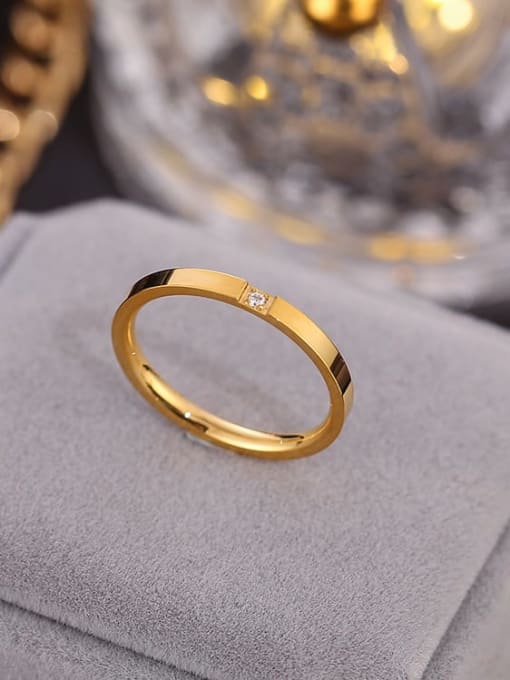 Extremely fine zirconia gold ring Titanium Steel Minimalist Ring