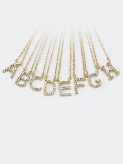 XYZ Brass Cubic Zirconia Letter Minimalist Necklace