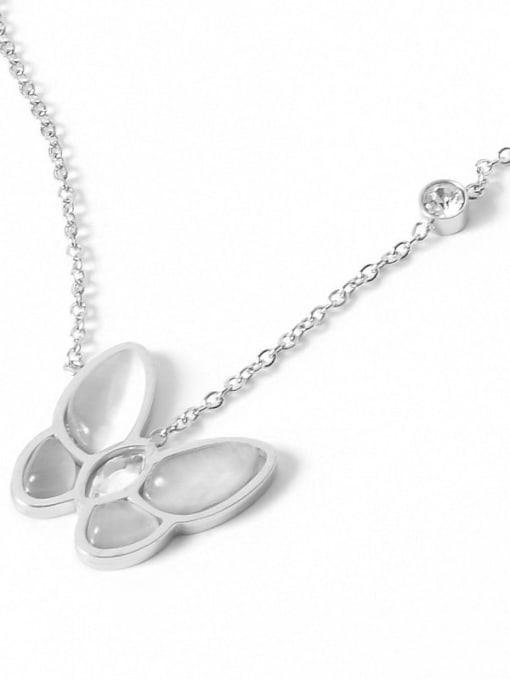 18K White Gold Plated,White Butterfly Titanium Shell Butterfly Trend Multiple color Necklace