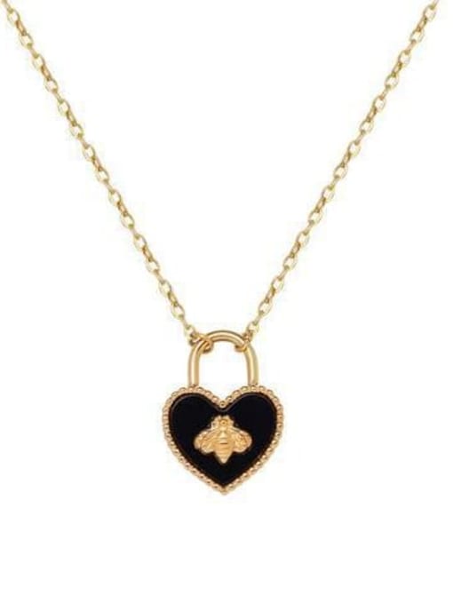 Gold Titanium Steel Heart Dainty Bee Heart Necklace