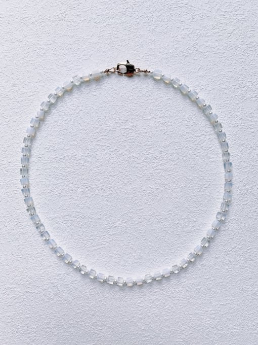 Scarlet White N-STPE-0012 Natural Gemstone Crystal Beads Chain Handmade Beaded Necklace 4