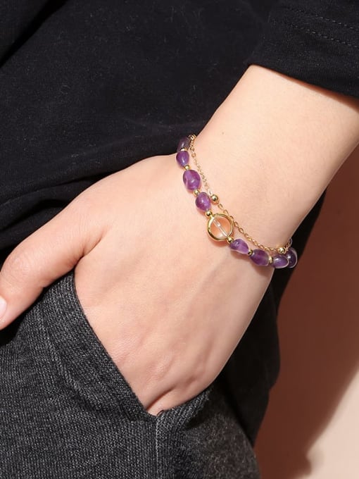 NA-Stone Alloy Crystal Purple Geometric Classic Beaded Bracelet 1