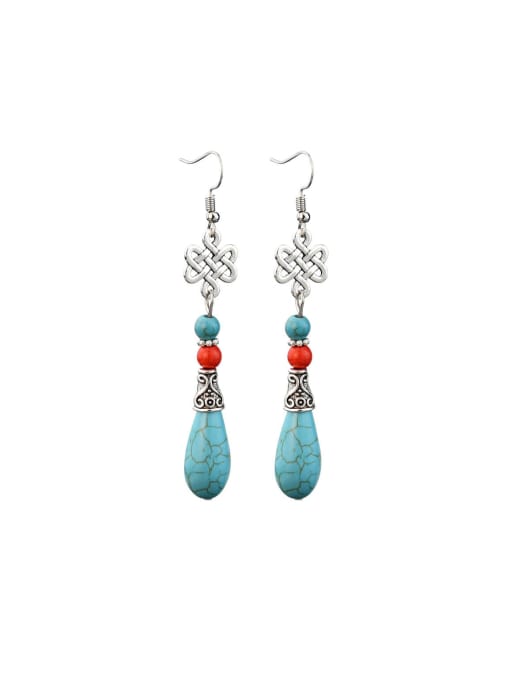 LM Alloy Turquoise Green Water Drop Vintage Drop Earring 0