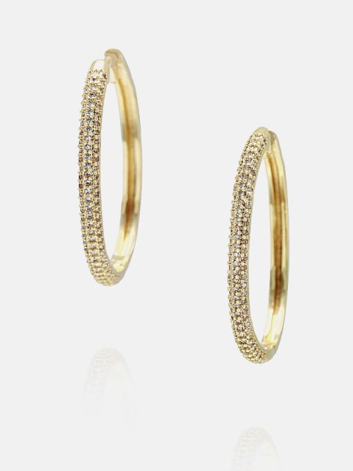 Gold white zirconium Brass Cubic Zirconia Geometric Minimalist Huggie Earring