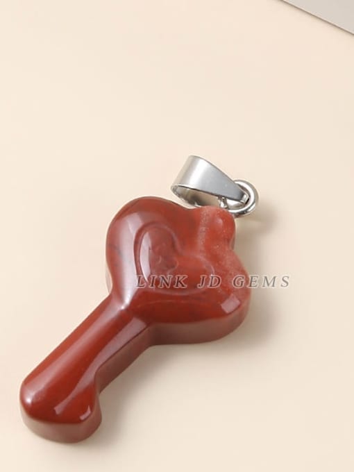 Natural red stone Alloy Heart key shape Minimalist Pendant