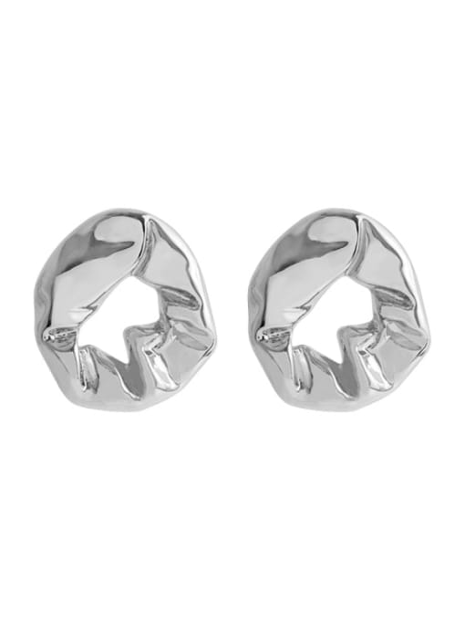 Silver color Brass Geometric metal wind folds Earring