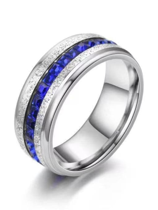 silver Titanium Steel Geometric Band Ring