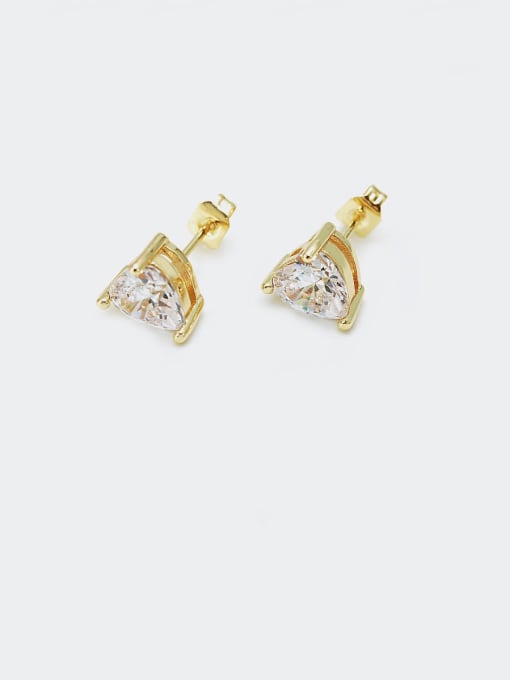 XYZ Brass Cubic Zirconia Heart Minimalist Stud Earring