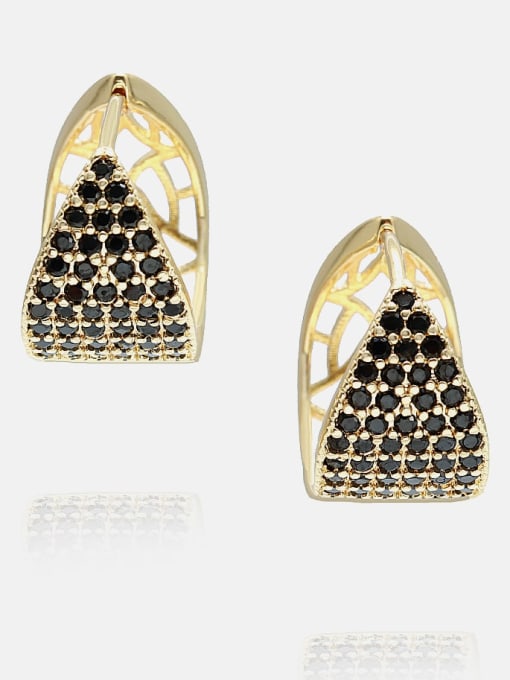 Gold Black zirconium Brass Cubic Zirconia Irregular Ethnic Huggie Earring