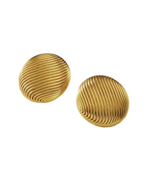Gold color Titanium Steel Round Metal Striped  Earring