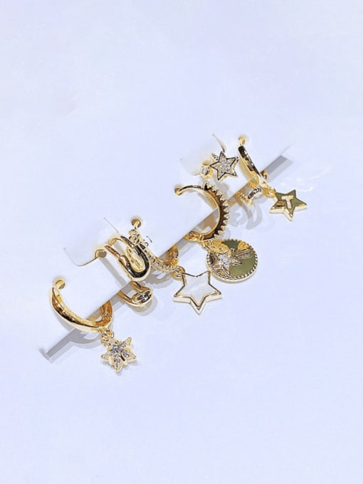 Ming Brass Cubic Zirconia Star Hip Hop Huggie Earring 1