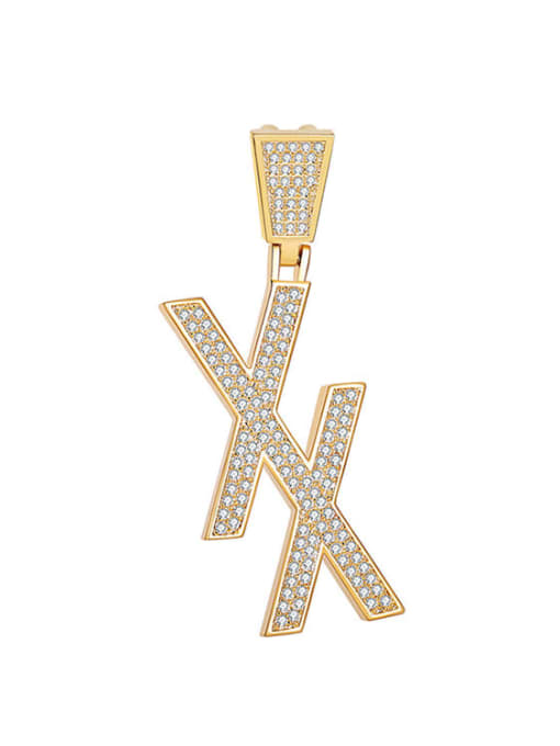LM Brass Rhinestone White Letter Trend Initials double xx Necklace 0