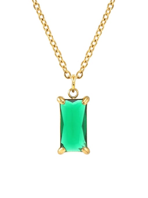 green Titanium Steel Cubic Zirconia Geometric Necklace With 6 color