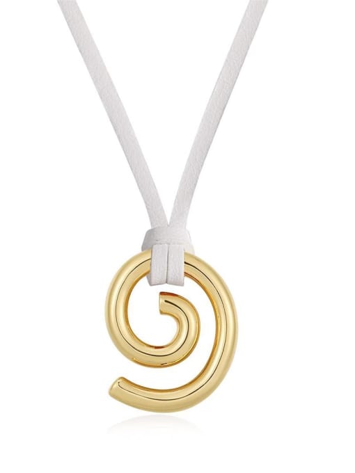 LM Brass Artificial Leather Geometric Necklace 0