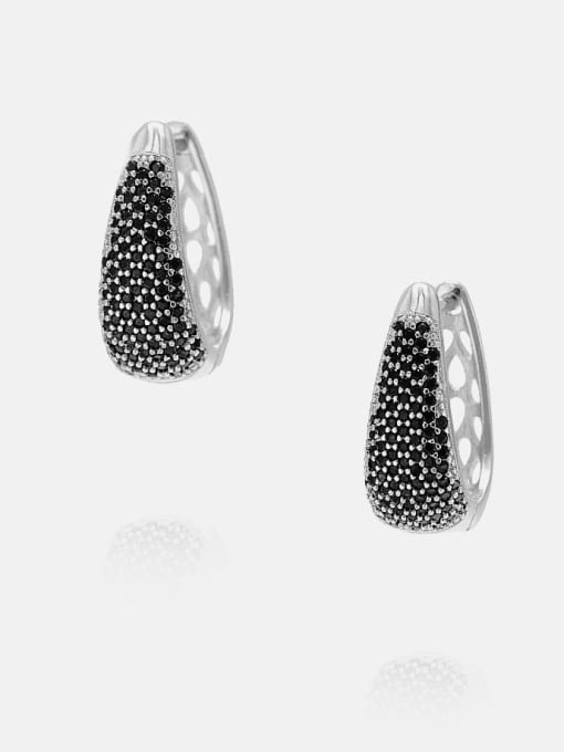 Platinum black zirconium Brass Cubic Zirconia Geometric Vintage Huggie Earring