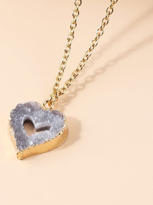 NA-Stone Natural Stone+Heart Artisan Necklace