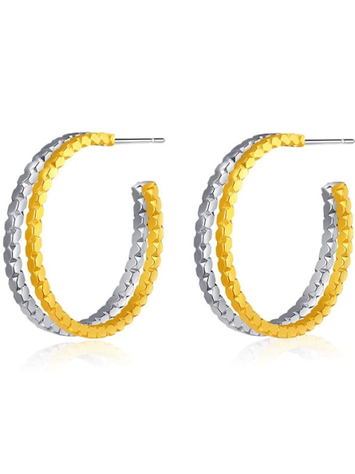 KE0701 Brass Gold and silver trend 2023 tricolor Earring