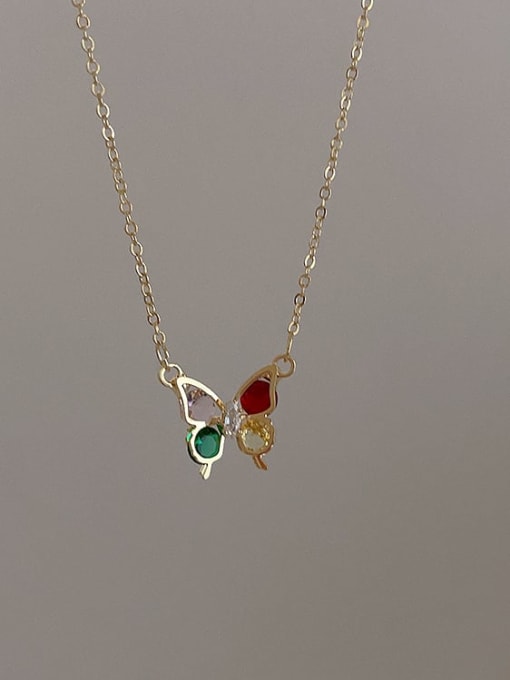 Colored zircon Alloy Cubic Zirconia Butterfly Dainty Necklace