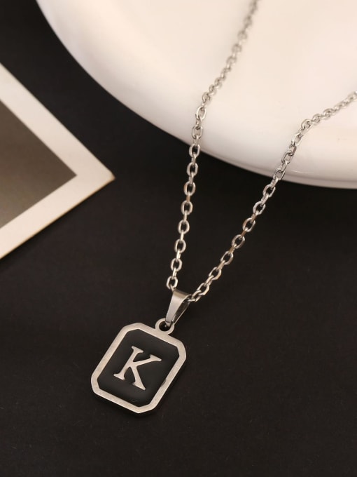 K Stainless steel Geometric Initials Necklace