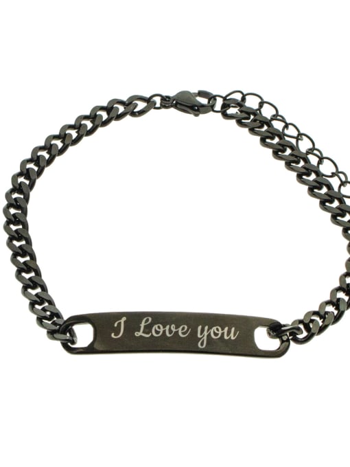 black Color Titanium Steel name Bracelet with customize