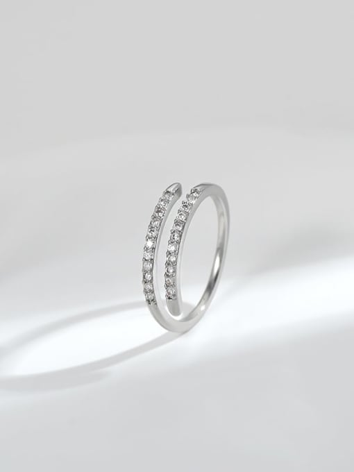 platinum Brass Cubic Zirconia Geometric Minimalist Stackable Ring