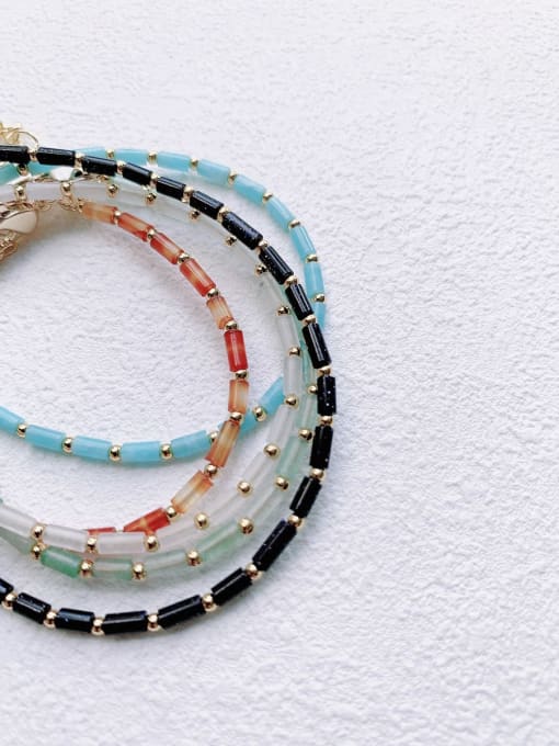 Scarlet White Natural  Gemstone Crystal Beads Chain+Handmade Beaded Bracelet