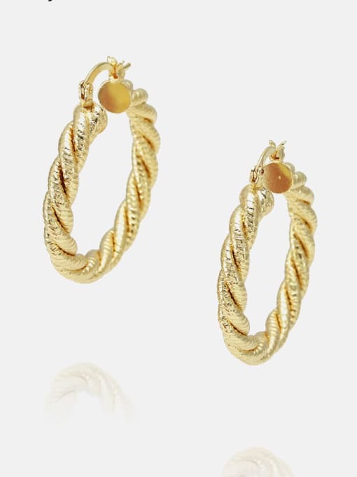 gold Brass Twist Round Vintage Hoop Earring