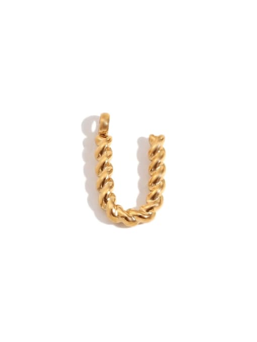 Twists Letter Pendant Gold U Stainless steel 18K Gold Plated Letter Charm