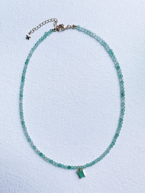 Scarlet White N-DIY-0027 Natural Gemstone Crystal Bead Chain Multi Color Geometric Pendant Handmade Beaded Necklace 0