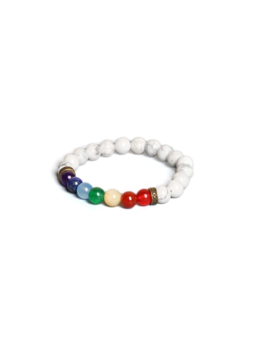 NA-Stone White turquoise colorful Minimalist Handmade Beaded Bracelet 0