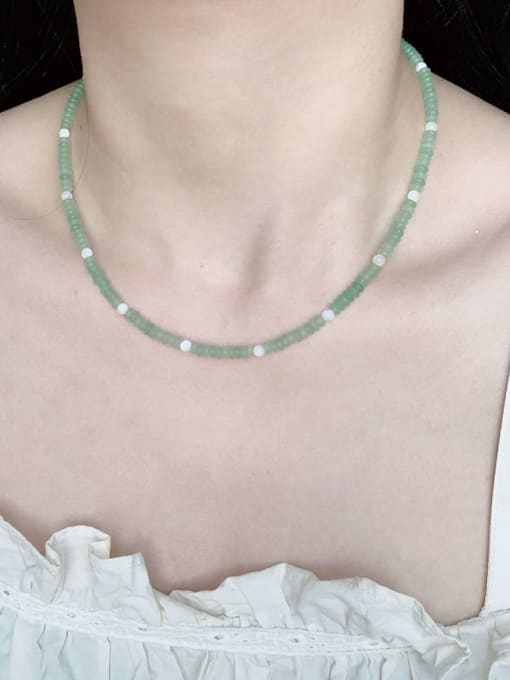 Scarlet White N-STSH-0005 Natural  Gemstone Crystal Beads Chain  Handmade Beaded Necklace 1