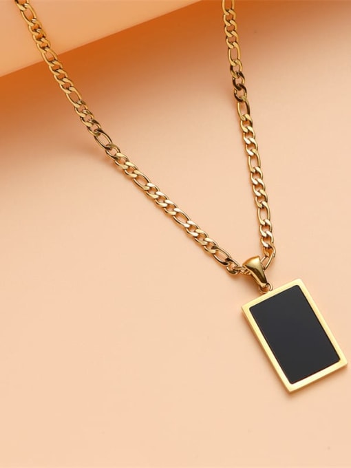 Golden Black Shell Stainless steel Shell Geometric Necklace