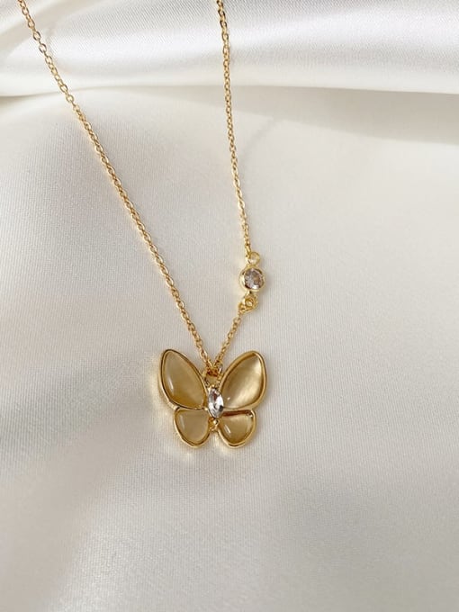 LM Alloy Cats Eye Butterfly Trend Necklace 2